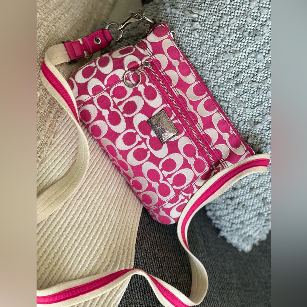 Poppy Coach Pink and Cream Crossbody Bag